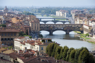 Fototapeta na wymiar View of Ponte vecchio and bridges Firenze - Italy