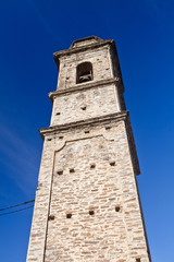 Fototapeta na wymiar Clocher de l'église du village de Pietracorbara en Corse