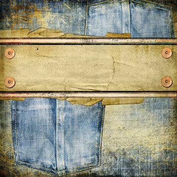 Vintage Jeans Background With Place For Text