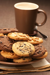 Various cookies and coffee