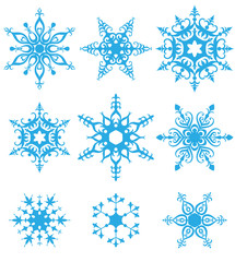 Vector snowflake set on white
