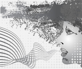 monochrome portrait of a woman,  vector illustration