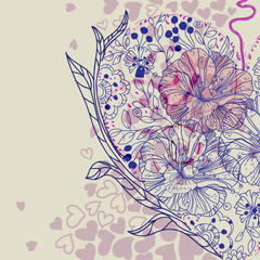 vector background with  a half of a floral heart