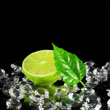 Lime on a black background