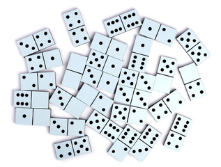 Domino pieces on white background