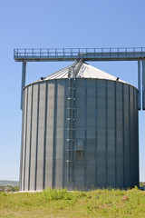 Storage silos for agricultural products, in the countyside
