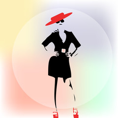 The elegant woman in a red hat