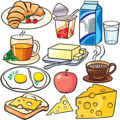 Breakfast icons set