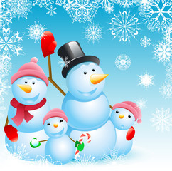 family of snowman christmas background