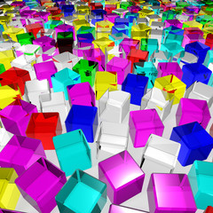 a lot of color glass cubes