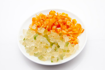 Nahaufnahme von Zitronat und Orangeat