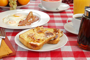 French toast with bacon and eggs