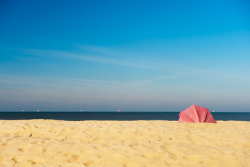 Parasol at the empty beach