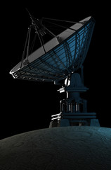Moon with big satellite dishes antenna (doppler radar)