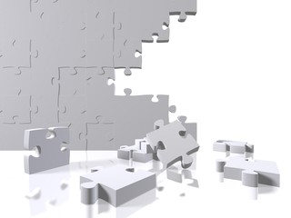 Puzzle pieces on a white background