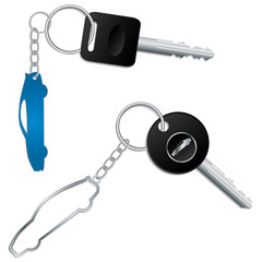 Keys with car shaped keyholders