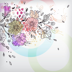 vector background with    fantasy hand drawn flowers - 28017193