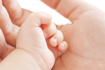 Hand of the child in a hand of mother