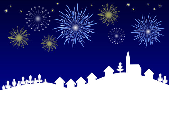 Fuegos artificiales - Paisaje de invierno