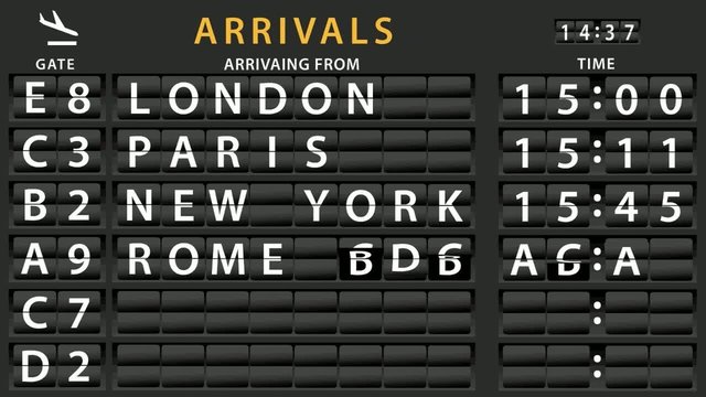 Airport Arrivals Information Board