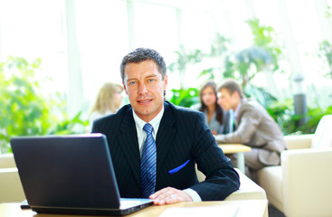 Businessman working on a laptop