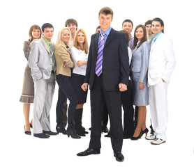 Obraz premium business man and his team isolated over a white
