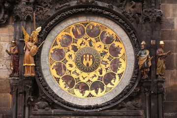 Fototapeta na wymiar Ancient astronomical Clock in Prague on Old Town Hall