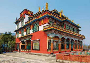 Fotobehang Ancient buddhistic temple architecture, Pokhara, Nepal © HamsterMan