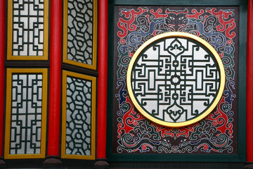 Chinese wall decorated with signs © jeancliclac