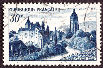 French Postage Stamp Chateau Bontemps Arbois Jura Vinyard Stream - 28035728