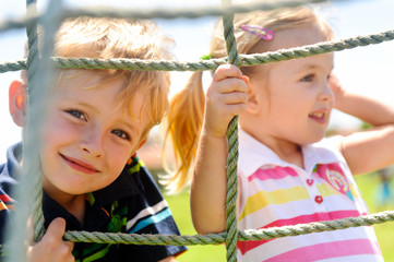 Siblings playing