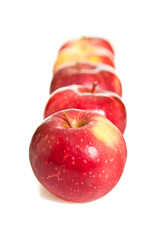 Fresh red juicy natural apples on white isolated background