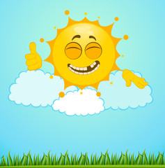 Fototapeta premium Funny little sun on a clouds