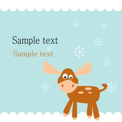 christmas deer on blue background .