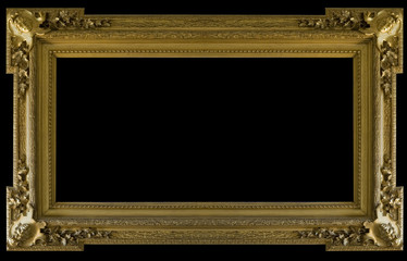 cornice oro antica rettangolare su fondo nero