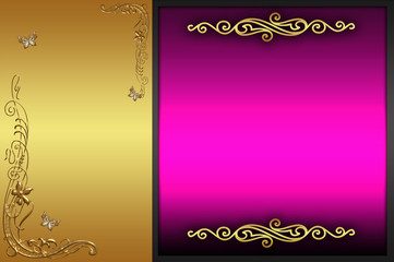 Golden background with decorative patterns.