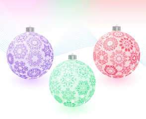 Christmas-balls with snowflakes texture