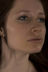 Portrait of a young brunette close-up