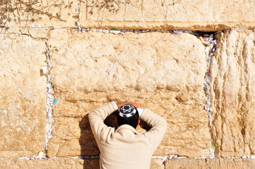 Man Praying at Western Wall