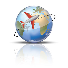 Fototapeta premium Symbole tourisme autour du monde globe terrestre