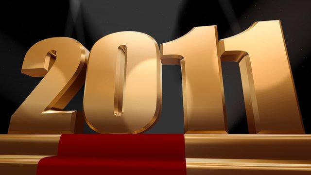 New year - 2011 on red carpet and gold stage