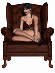 Sexy Girl posiert an einem Sessel