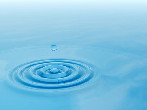 Conceptual blue water drop falling background