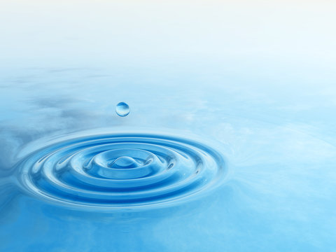 Conceptual blue water drop falling background