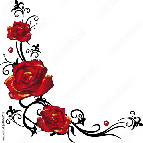 Rose, Rosen, Ranke, Gold, Rot, Blumen, Blüten Botany Poster |  Bota-christine krahl