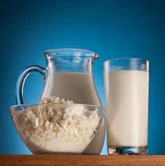 Photo of milk and cottage cheese.