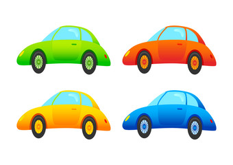 Four cars on a white background