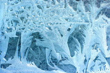 Fototapeta na wymiar wzór lód na zamarzniętej szybie