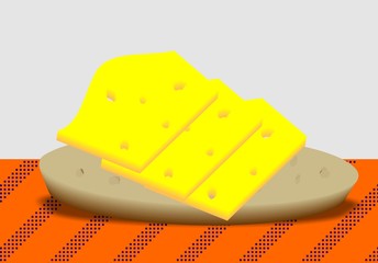 Chees on  bread, vector illustration