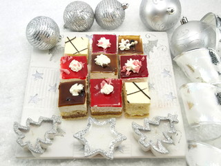 White Christmas decorative table set with sweets